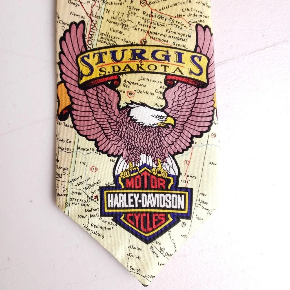 Harley-Davidson‎ Sturgis Rally Vintage Men Tie Mount Rushmore Eagle Map